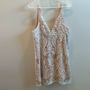 Cocktail Nude and White Sequin Dress